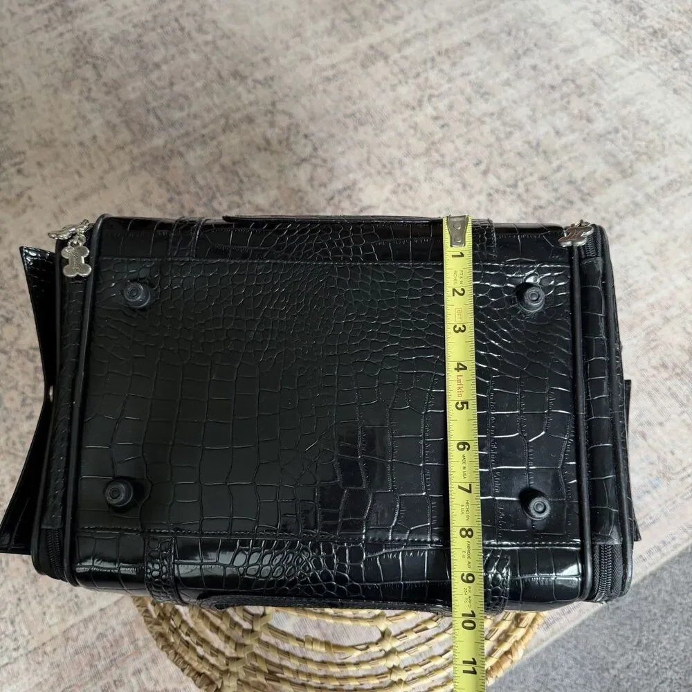 Chrome Bones Pet Carrier In Black Alligator Leather Travel Bag Small Dogs
